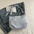 Bolso bandolera azul claro con estampado de oso y correa de hombro rizada de moda - Azul Sin Colgante