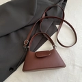 Chocolate brown matte leather underarm bag with top handle and adjustable strap - Brown