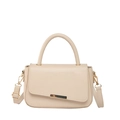 Borsa a mano beige minimalista con patta asimmetrica e dettaglio in metallo dorato - Cachi (3167)