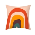 Nordic abstract Morandi rainbow throw pillow cover in peach skin fabric for sofa decor - Pink Base Rainbow Abstract Curves(TPR320-15)