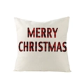 Federa per cuscino natalizio color crema con scritta Merry Christmas a quadri rosso e nero - Stile Auguri di Natale (JYM104-1)