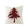 Federa quadrata color crema con motivo ad albero di Natale a quadri rossi e neri - Albero di Natale a quadretti (JYM104-3)