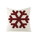 Fodera per cuscino beige in poliestere con fiocco di neve a quadri rossi e neri - Stile fiocco di neve a quadretti (JYM104-4)