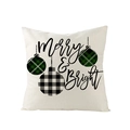 Christmas pillowcase with Merry & Bright lettering and black green plaid ornaments - Merry Bright Hanging Balls (JYM104-5)