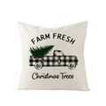 Christmas pillow cover featuring a black buffalo plaid vintage truck and trees - Vintage Truck and Christmas Trees (JYM104-7)