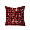 Red and black buffalo plaid Christmas pillow cover with Baby it's Cold Outside text - Cold Outside Script Style (JYM104-13)