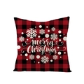 Red and black buffalo plaid Christmas pillow cover with white Merry Christmas text - Merry Christmas Art Text (JYM104-15)