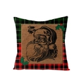 Christmas pillow cover with red and green plaid patterns and vintage Santa Claus print - Vintage Santa Claus (JYM104-17)