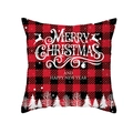 Housse de coussin de Noël à carreaux rouges avec motifs de rennes et de sapins festifs - Vœux avec Silhouette de Renne Style (TPR302-2)