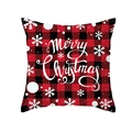 Housse de coussin de Noël à carreaux rouges et noirs avec texte Merry Christmas et flocons - Joyeux Noël avec Texte de Flocon de Neige Style (TPR302-3)