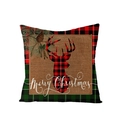 Christmas buffalo plaid pillow case with reindeer silhouette and Merry Christmas text - Christmas Reindeer Pine (JYM104-19)