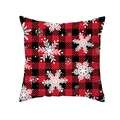 Housse de coussin de Noël à carreaux rouges et noirs avec motifs de flocons de neige - Motif de Flocons de Neige Partout Style (TPR302-4)