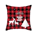 Red buffalo plaid Christmas pillowcase featuring white reindeer and tree silhouettes - Reindeer and Christmas Tree Silhouette Style (TPR302-5)