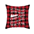 Red and black buffalo plaid Christmas pillowcase with festive white forest typography - Holly and Snowflake Holiday Wishes Style (TPR302-9)