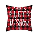 Red buffalo plaid Christmas pillow cover featuring white Let It Snow text and snowflakes - Let it Snow with Snowflake Text Style (TPR302-11)