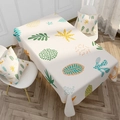 Waterproof linen tablecloth with artistic colorful leaf patterns and matching cushions - Abstract Botanical Leaf (ZB006-7)
