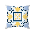 Mediterraner Kissenbezug mit Pfirsichhaut-Print und blau-gelbem Fliesenmuster - Mediterraner Fliesendruck-Stil (TPR329-3)