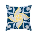 Modern peach skin pillowcase with blue and yellow geometric swirl pattern on white background - Modern Simple Scroll Pattern (TPR331-2)