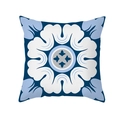 Square peach skin pillowcase featuring blue geometric Mediterranean tile floral patterns - Mediterranean Tile Floral Texture (TPR331-3)