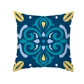 Geometric peach skin pillowcase with Moroccan floral pattern on a navy blue background - Persian Style Symmetrical Floral (TPR331-4)