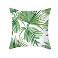 Noordse kussensloop van perzikhuid met tropische groene palmbladeren op wit decor - Tropische Breedbladige Print (TPR283-1)