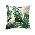 Noorse kussensloop met tropische monstera en palmbladeren op een witte ondergrond - Noords Blad met Gouden Rand (TPR283-4)