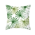 Nordic square pillowcase with green palm leaf print on white peach skin fabric - Refreshing Broadleaf Print (TPR283-9)