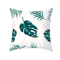 Nordic peach skin pillowcase with green monstera leaves and gold geometric frame - Geometric Broadleaf Frame (TPR283-21)