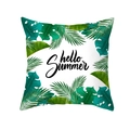 Nordic tropical green leaves pillow cover with Hello Summer print for sofa decor - Hello Summer Text (TPR283-26)