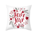 Weißer Weihnachts-Kissenbezug mit rotem Holly Jolly Text und Winterbeeren-Blumenkranz - Roter Kranz Schriftart (TPR292-2)