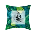 Nordic green tropical plant pillowcase with Hello Summer text print on soft peach skin fabric - Hello Summer Green Leaf (TPR283-28)