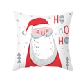 Quadratischer Kissenbezug mit Weihnachtsmann und Ho Ho Ho Schriftzug in Weiß - Minimalistischer Cartoon Weihnachtsmann (TPR292-3)