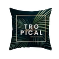 Green tropical plant leaf print square pillowcase with gold frame text decoration - Tropical Party Background (TPR283-29)