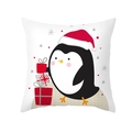 Weihnachts-Kissenbezug mit Pinguin und Geschenken auf weißem Pfirsichhaut-Stoff - Weihnachts-Pinguin (TPR292-5) / 45x45cm