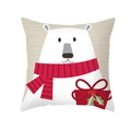 Weihnachtskissenbezug mit Eisbär in rotem Schal und festlichem Geschenkdekor - Schal Eisbär (TPR292-6) / 45x45cm