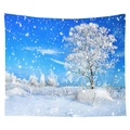 Nordic Christmas tapestry featuring a snowy winter tree and frosted landscape print - 130x150 / Frosty Winter Scene (CGT048-9)