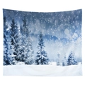 Nordic Christmas tapestry featuring snowy winter forest trees on a soft fabric backdrop - 130x150 / Snowy Pine Forest (CGT048-10)