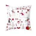 Weihnachtskissenbezug mit festlichem Rentier und Weihnachtsmann auf weißem Hintergrund - Feiertagselemente-Kollektion (TPR292-8) / 45x45cm
