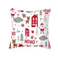 Weihnachtskissenbezug mit Cartoon-Weihnachtsmann und Rentier auf weißer Pfirsichhaut - Schneeszene Cartoon Charaktere (TPR292-9) / 45x45cm