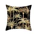 Nordic black and gold tropical palm tree print pillowcase in soft peach skin fabric - Gold Palm Black Background (TPR283-35)