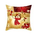 Kerst kussensloop met sneeuwpop, gouden kerstboom en rode kerstsok ontwerp - Sneeuwpop En Boom Cadeaus (TPR322-3)