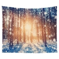 Nordic Christmas tapestry featuring sunset forest snow scene for festive wall decor - 130x150 / Sunset Winter Forest (CGT048-12)