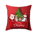 Housse de coussin de Noël rouge nordique avec Père Noël et motifs festifs - Éléments de Dessin Animé de Noël Mixtes (TPR334-2)