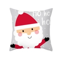 Weihnachts-Kissenbezug mit Cartoon-Weihnachtsmann und Ho-Ho-Ho-Text auf grauem Stoff - HoHoHo Grauton (TPR292-12) / 45x45cm