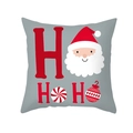 Weihnachtskissenbezug mit Weihnachtsmann und Ho Ho Ho Muster auf hellgrauem Stoff - Künstliche Buchstabenkombination (TPR292-13) / 45x45cm