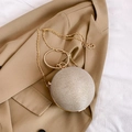 Champagne gold spherical evening bag with rhinestone handle and gold chain strap - Gold
