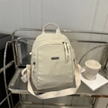 Zaino versatile beige in nylon per donna, utilizzabile come borsa a mano o a tracolla - Bianco