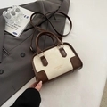 Borsa a mano Boston vintage crema e marrone con tracolla rimovibile - Senza Ciondolo / Bianco & Caffè