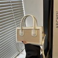 Dames beige geweven handtas met handvat en schouderriem voor dagelijks woon-werkverkeer - Wit