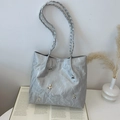 Borsa tote argento con farfalle metalliche 3D e manici intrecciati eleganti - Senza Ciondolo / Argento